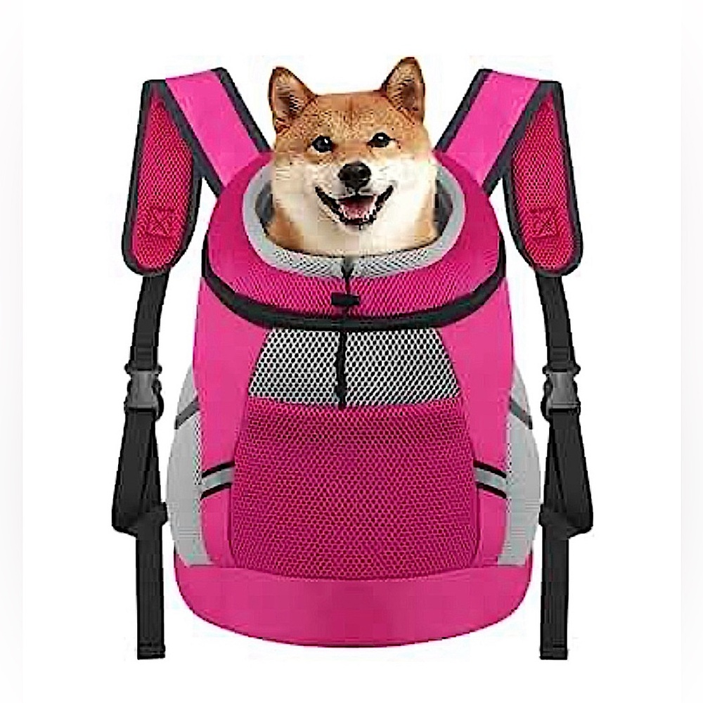 Pet Carrier Backpack for Dogs/Cats - Pink/ Black/Silver Size Large NEW with Tags